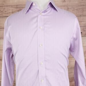 Charles Tyrwhitt Dress‎ Shirt Mens 17 / 34 Purple Non Iron Gingham Button Down